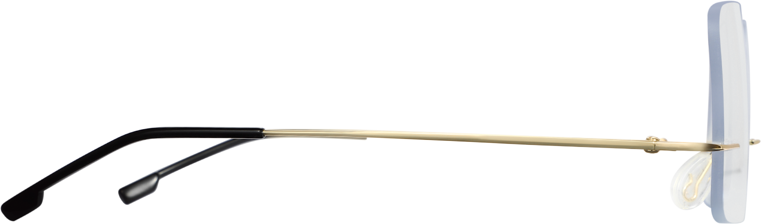 Side view of Fytoo Square Golden Metal Rimless Eyeglasses