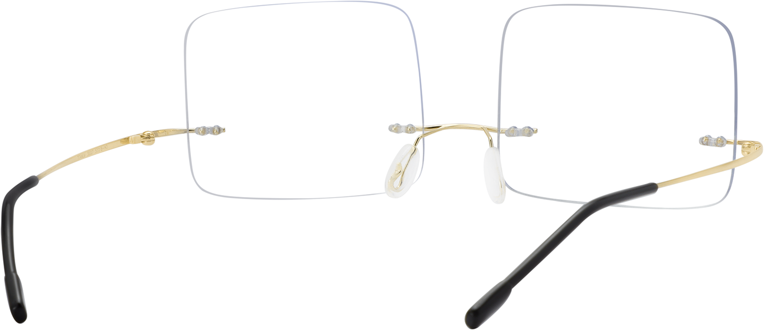 Side view of Fytoo Square Golden Metal Rimless Eyeglasses