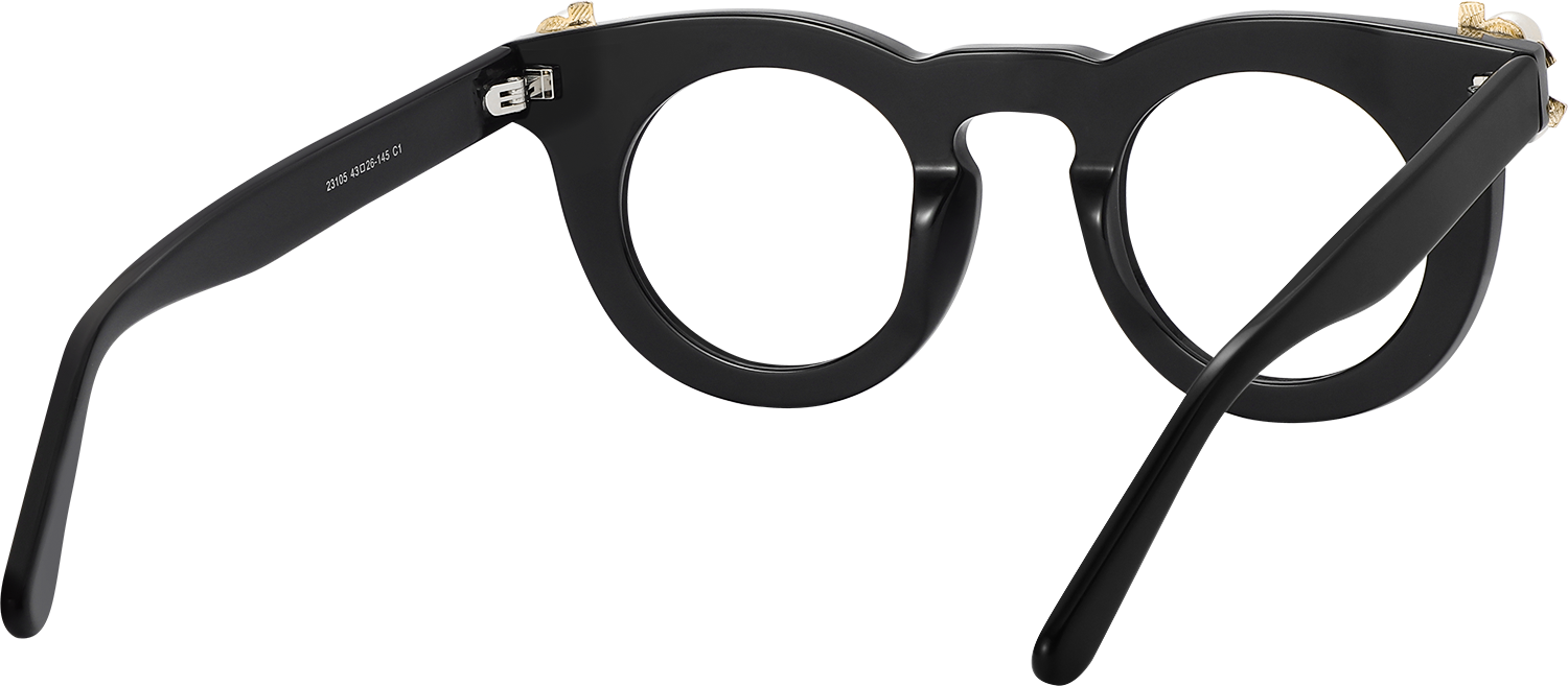 Side view of Fytoo Round Black Acetate Full Rim Eyeglasses
