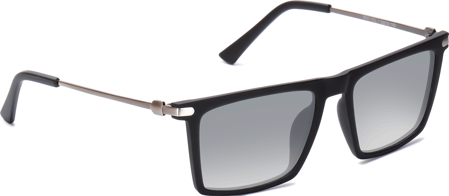 Side view of Fytoo Rectangle Black Metal TR90 Full Rim Eyeglasses