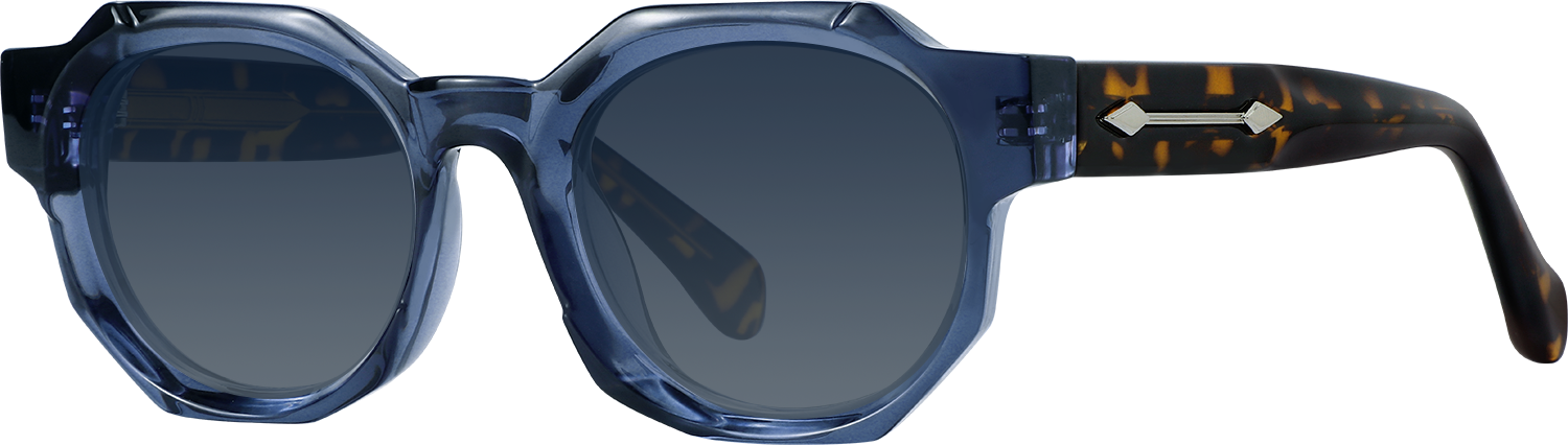 Side view of Fytoo Geometric Blue Acetate Full Rim Eyeglasses
