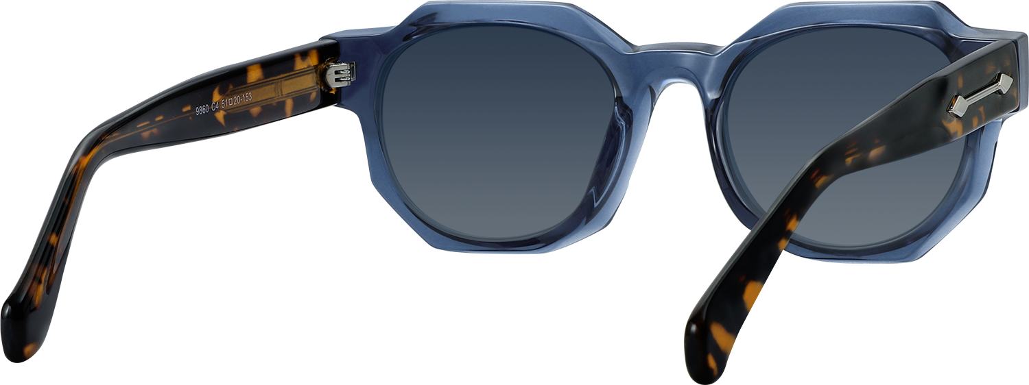 Side view of Fytoo Geometric Blue Acetate Full Rim Eyeglasses