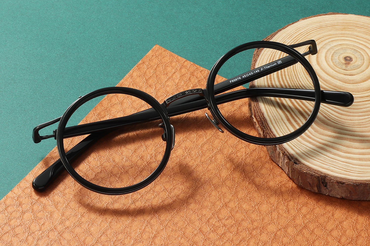 Round-Frame Titanium and Nylon Optical Frames Agstum Pure Titanium Retro Round Optical Eyeglasses Frame 44  main image 2