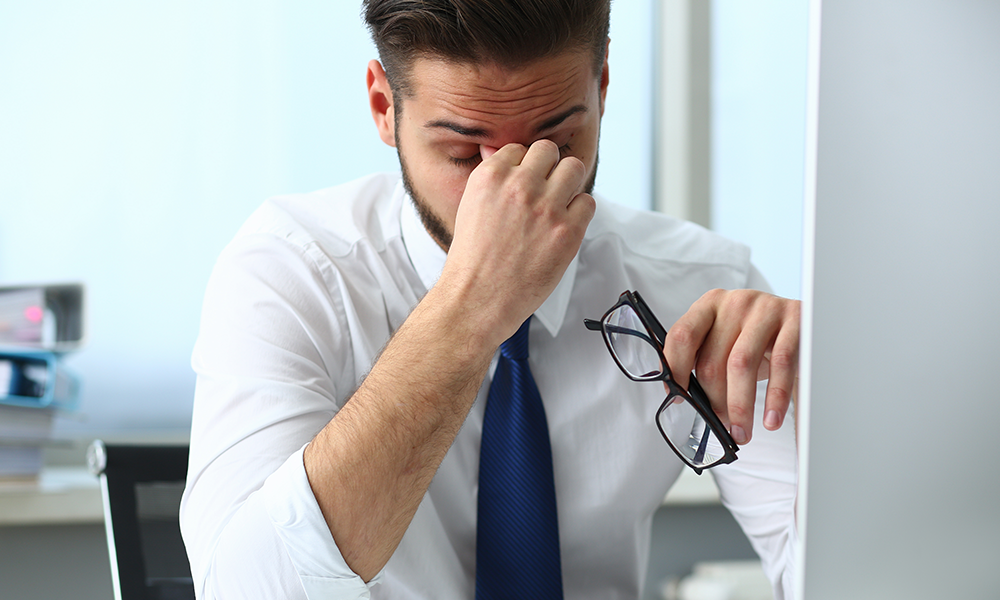 What are the hazards of using eyes in the dark?